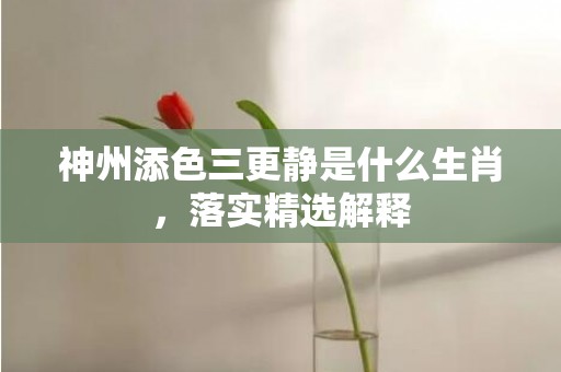 神州添色三更静是什么生肖，落实精选解释