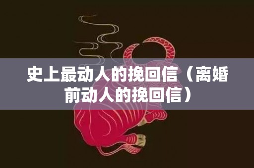 史上最动人的挽回信（离婚前动人的挽回信）