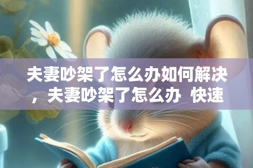 夫妻吵架了怎么办如何解决，夫妻吵架了怎么办  快速化解吵架后怨气的4个万能方案？夫妻吵架怎么化解女人太强势
