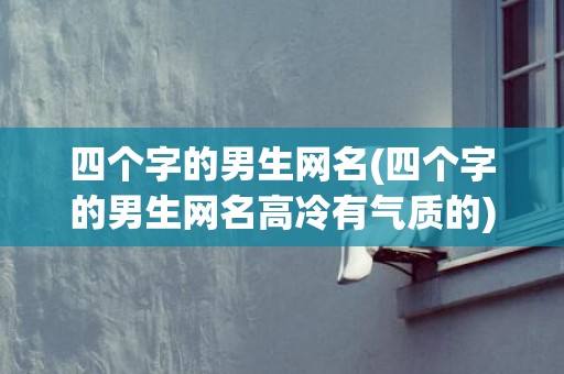 四个字的男生网名(四个字的男生网名高冷有气质的)