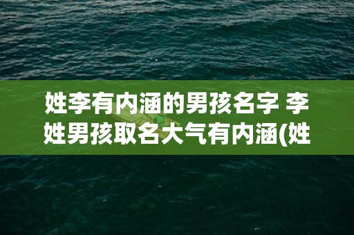 姓李有内涵的男孩名字 李姓男孩取名大气有内涵(姓李有内涵的男孩名字)