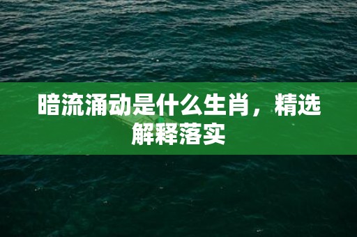 暗流涌动是什么生肖，精选解释落实
