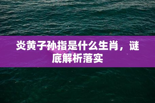 炎黄子孙指是什么生肖，谜底解析落实
