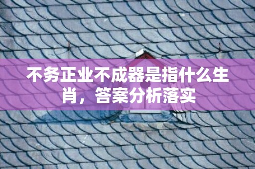 不务正业不成器是指什么生肖，答案分析落实