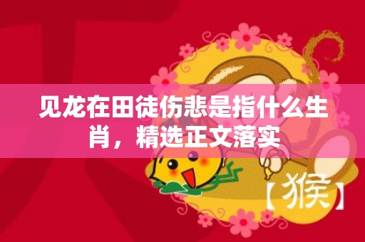 见龙在田徒伤悲是指什么生肖，精选正文落实