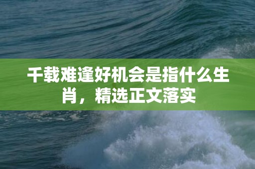 千载难逢好机会是指什么生肖，精选正文落实
