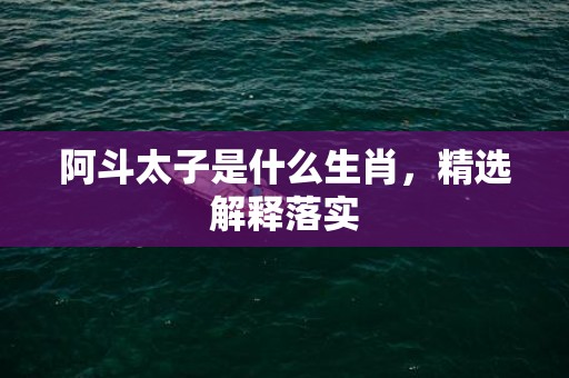 阿斗太子是什么生肖，精选解释落实
