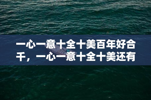 一心一意十全十美百年好合千，一心一意十全十美还有什么？十全十美之类的成语