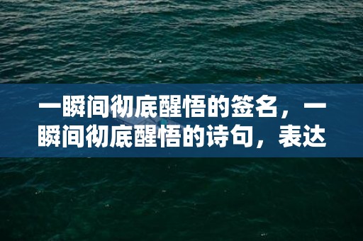 一瞬间彻底醒悟的签名，一瞬间彻底醒悟的诗句，表达人生感悟的诗句
