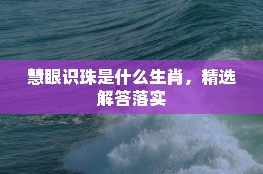 慧眼识珠是什么生肖，精选解答落实