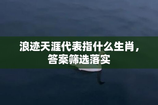 浪迹天涯代表指什么生肖，答案筛选落实