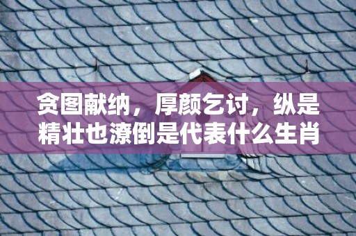 贪图献纳，厚颜乞讨，纵是精壮也潦倒是代表什么生肖，详细解释落实