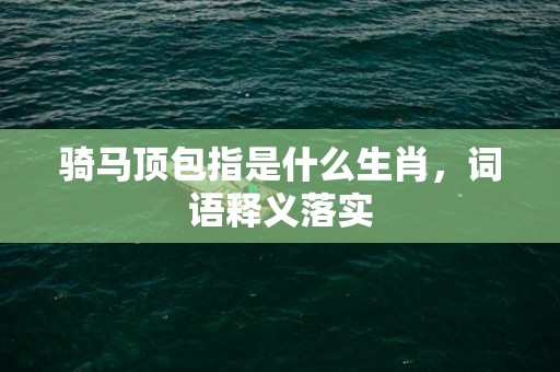 骑马顶包指是什么生肖，词语释义落实