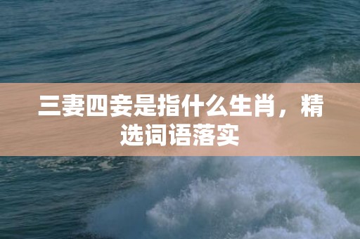 三妻四妾是指什么生肖，精选词语落实