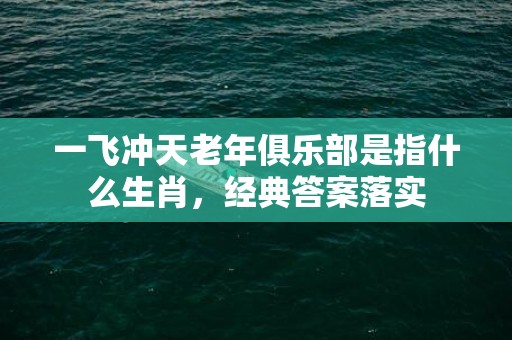 一飞冲天老年俱乐部是指什么生肖，经典答案落实