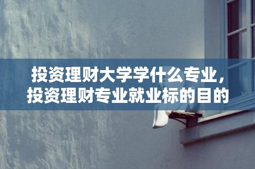 投资理财大学学什么专业，投资理财专业就业标的目的 就业远景怎么样