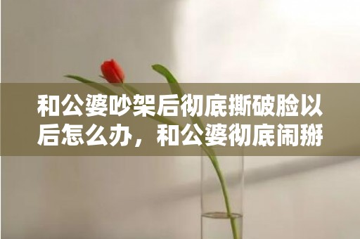 和公婆吵架后彻底撕破脸以后怎么办，和公婆彻底闹掰了好吗，婆媳吵过架还能好吗
