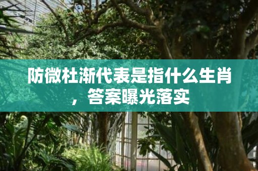防微杜渐代表是指什么生肖，答案曝光落实