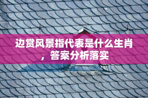 边赏风景指代表是什么生肖，答案分析落实