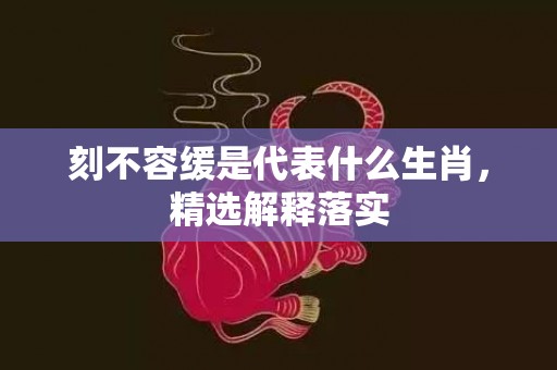 刻不容缓是代表什么生肖，精选解释落实