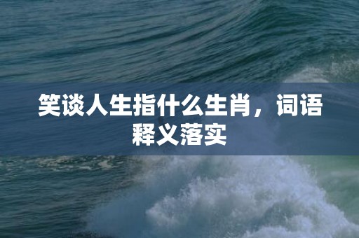 笑谈人生指什么生肖，词语释义落实