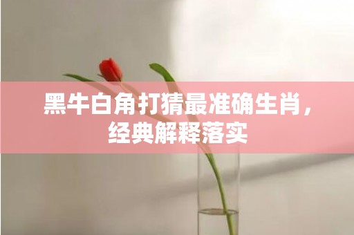 黑牛白角打猜最准确生肖，经典解释落实