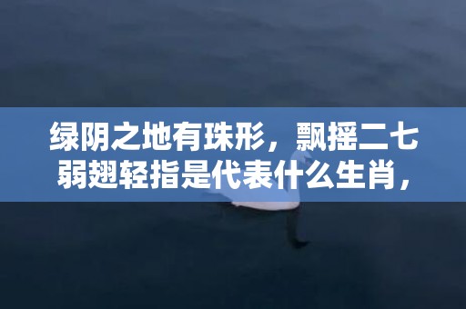 绿阴之地有珠形，飘摇二七弱翅轻指是代表什么生肖，精选答案落实