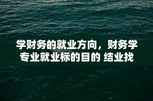 学财务的就业方向，财务学专业就业标的目的 结业找什么工作
