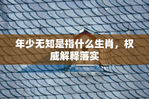 年少无知是指什么生肖，权威解释落实