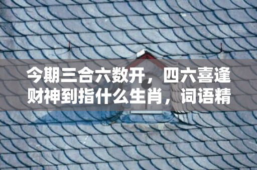 今期三合六数开，四六喜逢财神到指什么生肖，词语精选落实