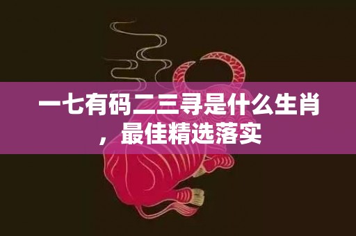 一七有码二三寻是什么生肖，最佳精选落实