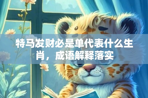 特马发财必是单代表什么生肖，成语解释落实