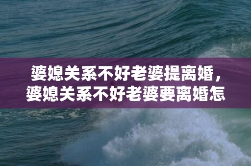 婆媳关系不好老婆提离婚，婆媳关系不好老婆要离婚怎么处理呢，老婆和婆婆关系不好要离婚