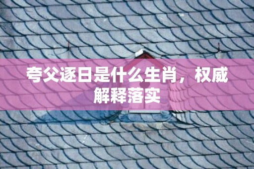 夸父逐日是什么生肖，权威解释落实