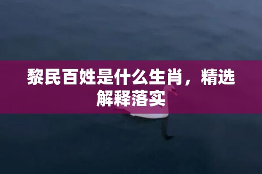 黎民百姓是什么生肖，精选解释落实