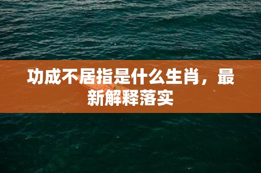 功成不居指是什么生肖，最新解释落实