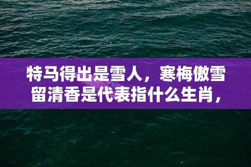 特马得出是雪人，寒梅傲雪留清香是代表指什么生肖，精选答案落实