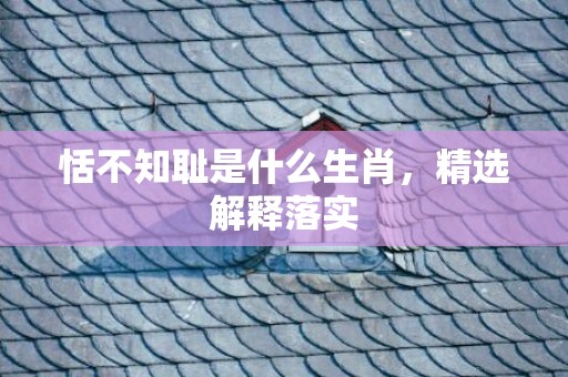 恬不知耻是什么生肖，精选解释落实