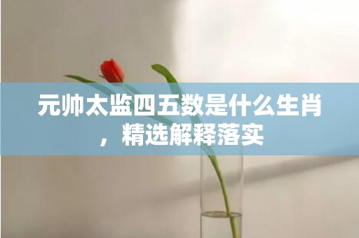 元帅太监四五数是什么生肖，精选解释落实