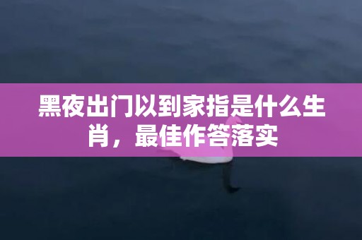 黑夜出门以到家指是什么生肖，最佳作答落实