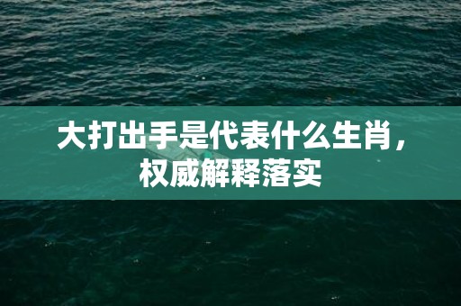 大打出手是代表什么生肖，权威解释落实