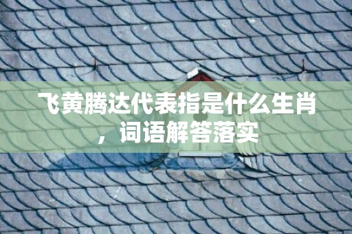 飞黄腾达代表指是什么生肖，词语解答落实