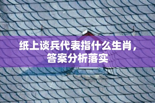 纸上谈兵代表指什么生肖，答案分析落实