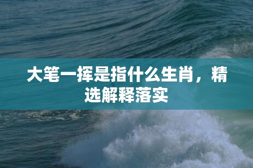 大笔一挥是指什么生肖，精选解释落实