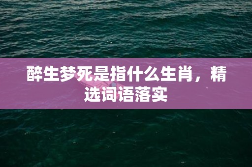 醉生梦死是指什么生肖，精选词语落实