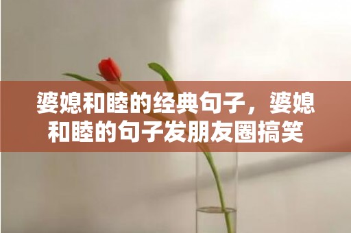 婆媳和睦的经典句子，婆媳和睦的句子发朋友圈搞笑