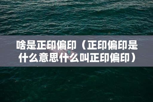 啥是正印偏印（正印偏印是什么意思什么叫正印偏印）