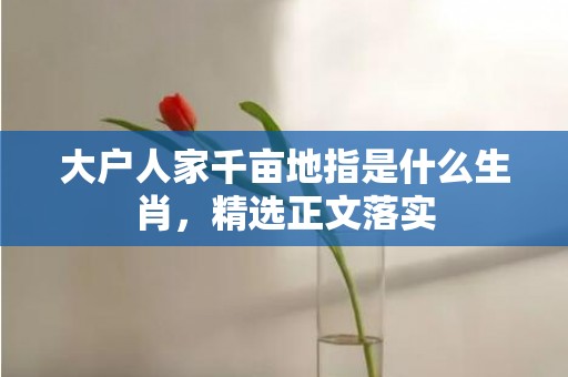 大户人家千亩地指是什么生肖，精选正文落实