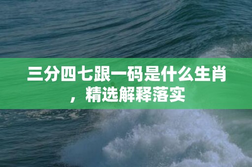 三分四七跟一码是什么生肖，精选解释落实