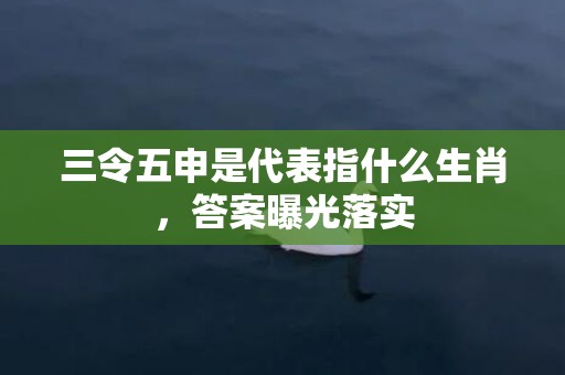 三令五申是代表指什么生肖，答案曝光落实